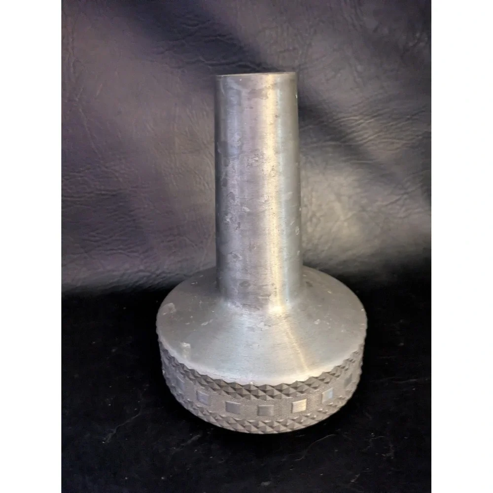 Vintage Aksel Holmsen V9 MCM Norway Pewter Metal Small Round Vase Norwegian 7 In